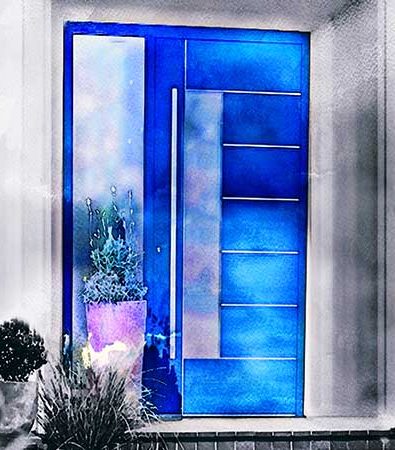 Porte d'entrée sur mesure en aluminium bleu